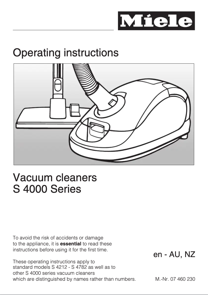 Page n°1 - Manuel utilisateur Miele S 4712