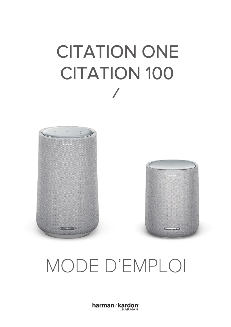 Page n°1 - Manuel utilisateur Harman Kardon Citation ONE DUO MKIII