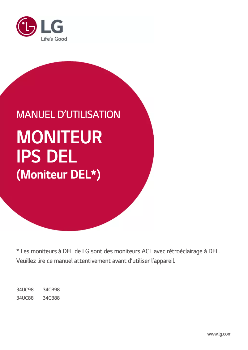 Page 1 de la notice Manuel utilisateur LG 34UC98-W
