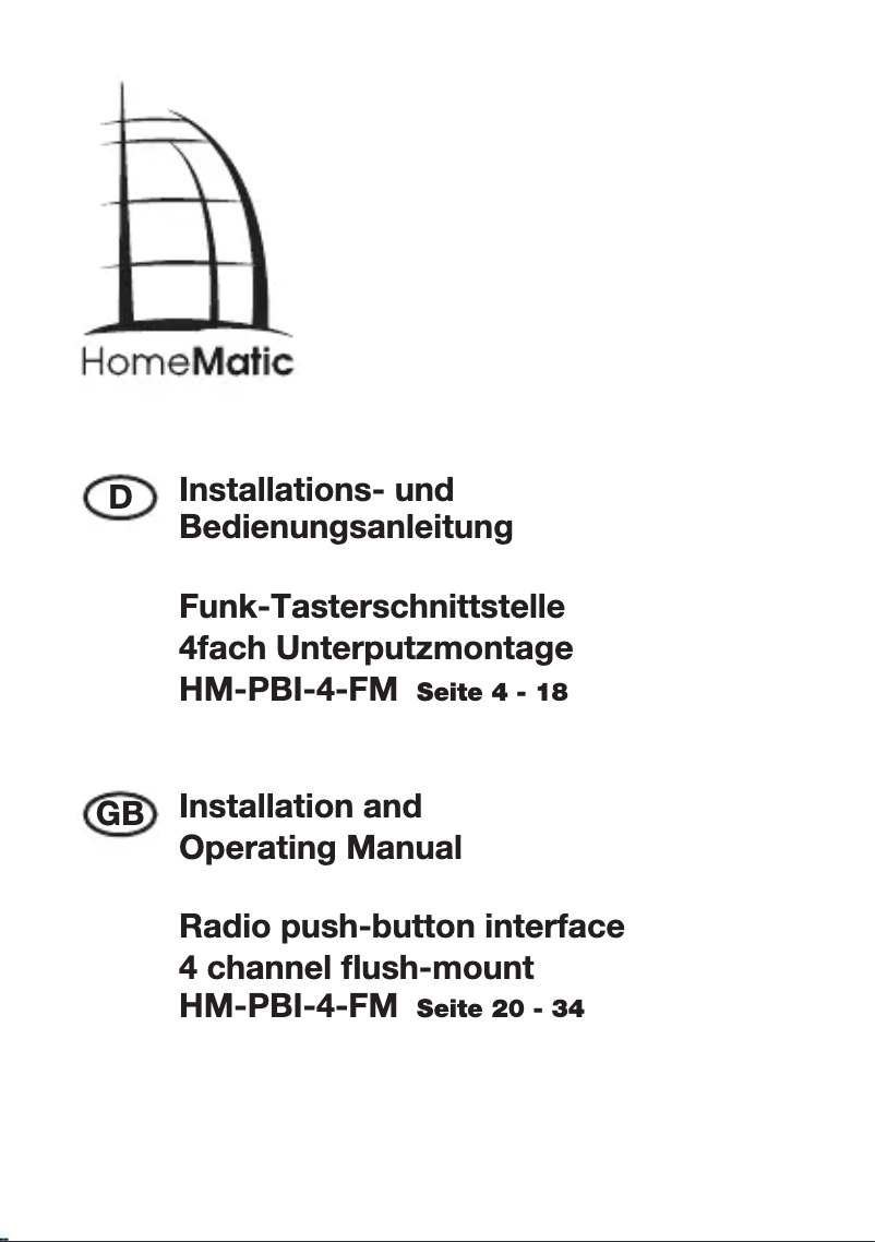 Page 1 de la notice Manuel utilisateur Homematic IP HM-PBI-4-FM