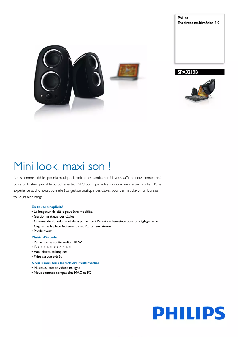 Image de la première page du manuel de l'appareil SPA3210B