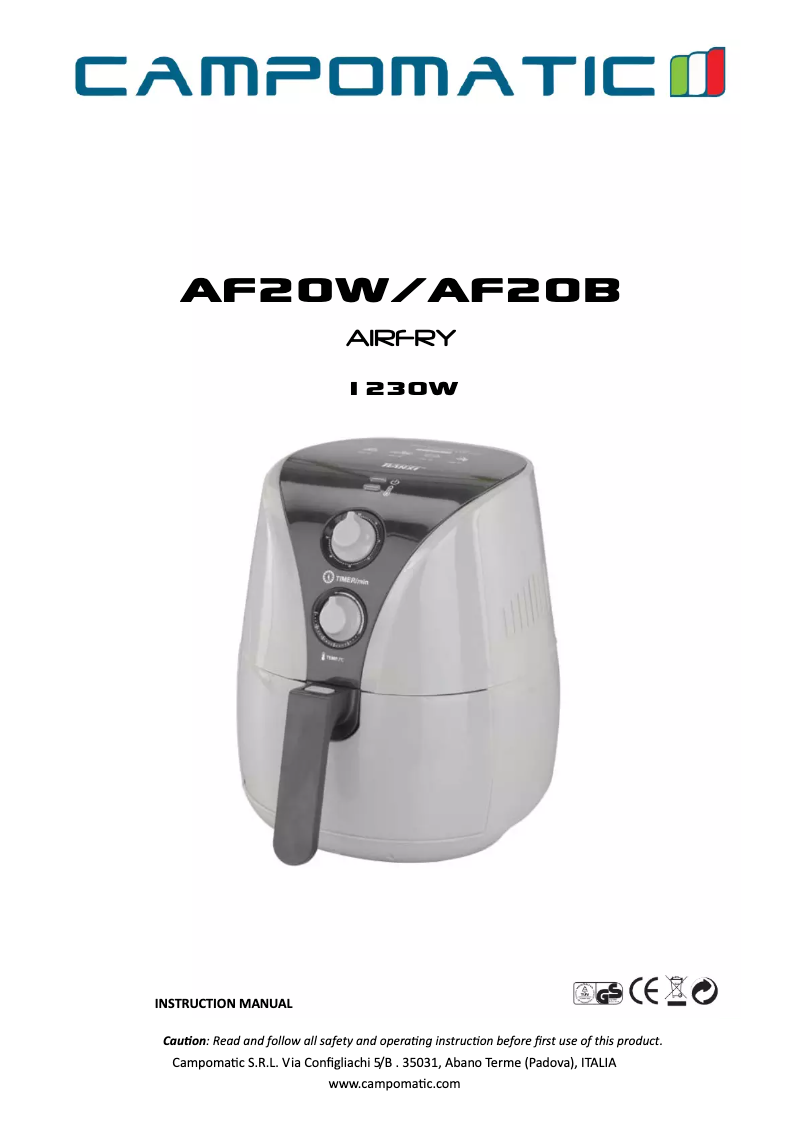 Image de la première page du manuel de l'appareil AF20B