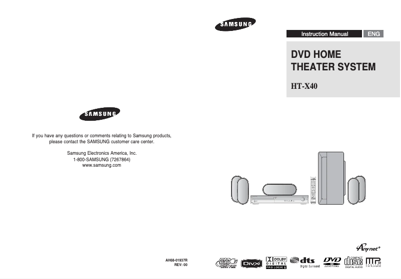 Page 1 de la notice Manuel utilisateur Samsung HT-X40T