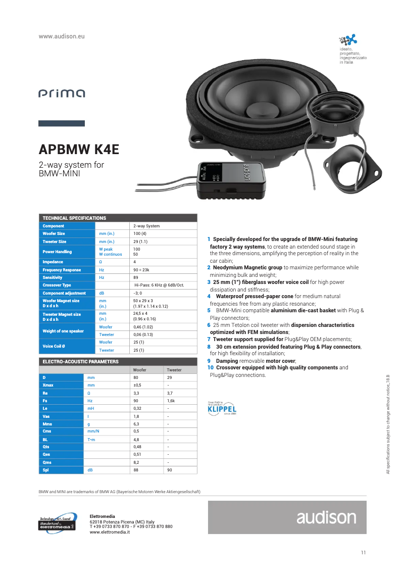 Image de la première page du manuel de l'appareil Prima APBMW K4E