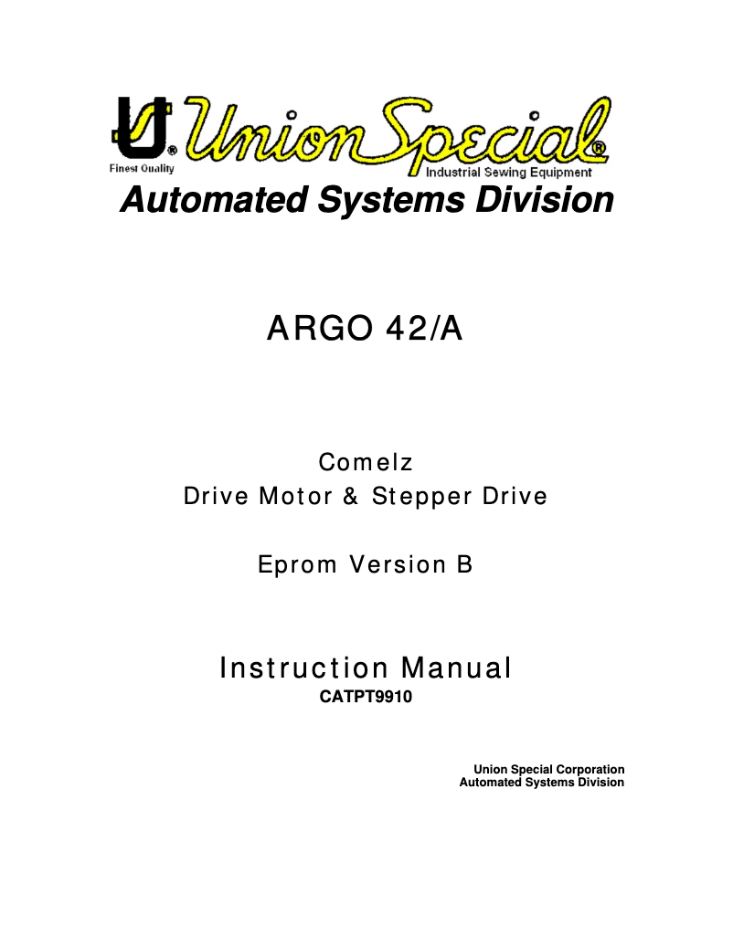 Page n°1 - Manuel utilisateur Union Special Comelz