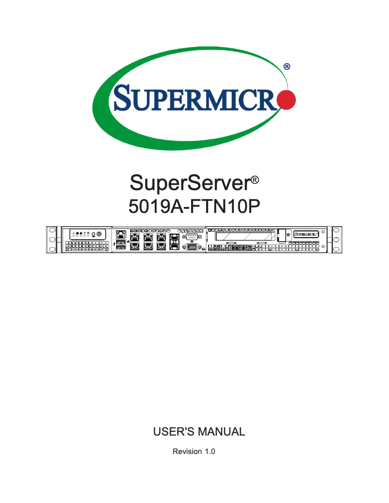 Page 1 de la notice Manuel utilisateur Supermicro SuperServer 5019A-FTN10P
