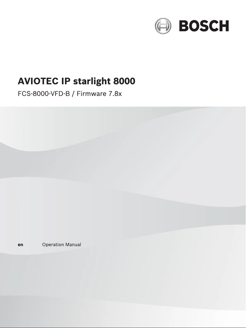 Page n°1 - Manuel utilisateur Bosch FCS-8000-VFD