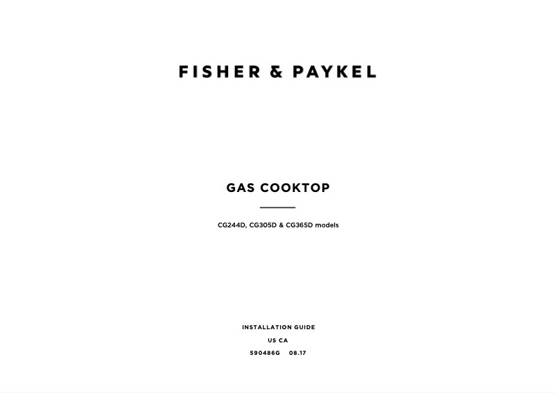 Page n°1 - Guide d'installation Fisher & Paykel CG365DNGX1N