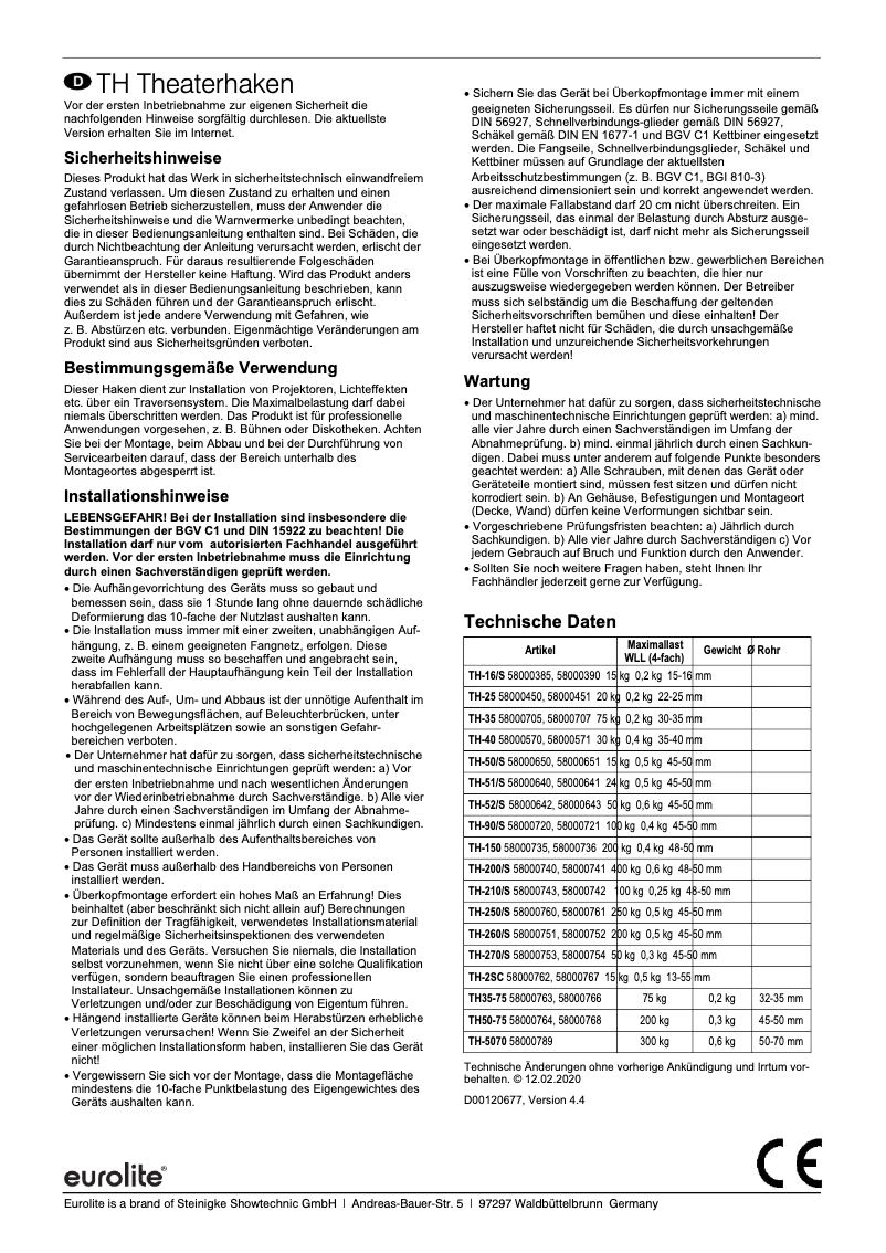Page n°1 - Manuel utilisateur Eurolite TH-260S