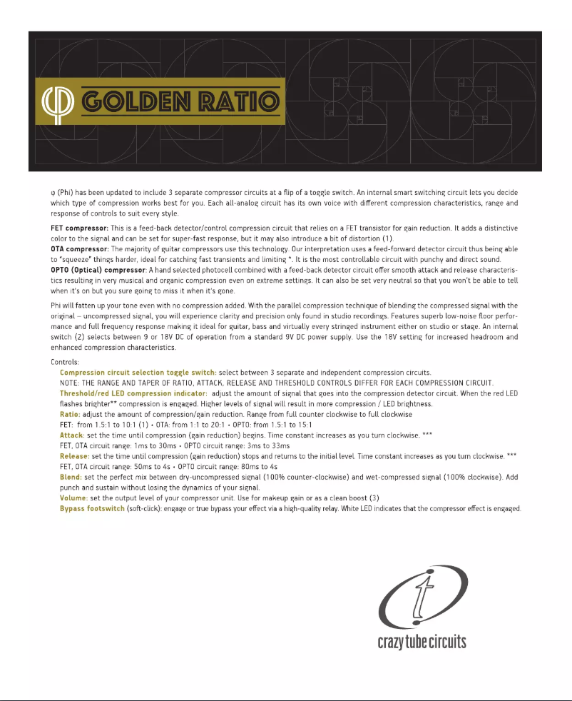 Page n°1 - Manuel utilisateur Crazy Tube Circuits Golden Ratio