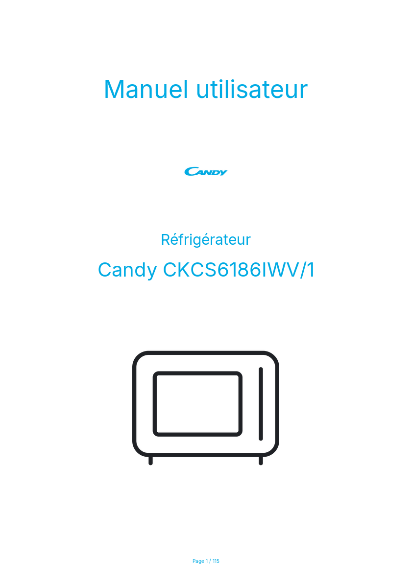 Page n°1 - Manuel utilisateur Candy CKCS6186IWV/1