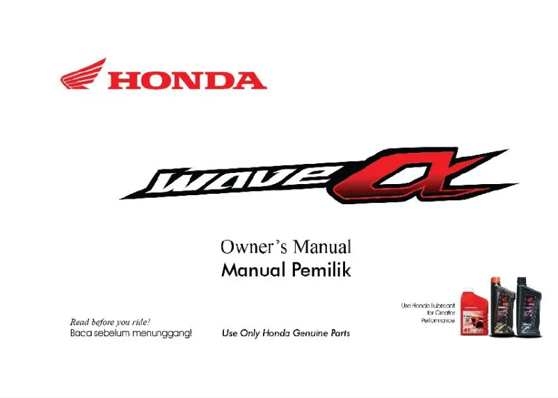 Página 1 del manual Manual de usuario Honda Wave Alpha (2022)