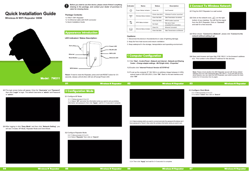 Image de la première page du manuel de l'appareil 7W211