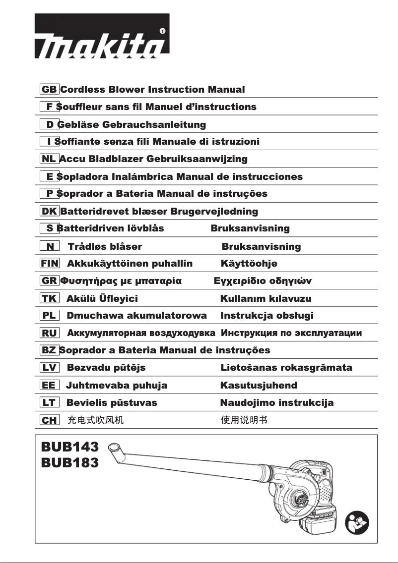 Page n°1 - Manuel utilisateur Makita BUB183