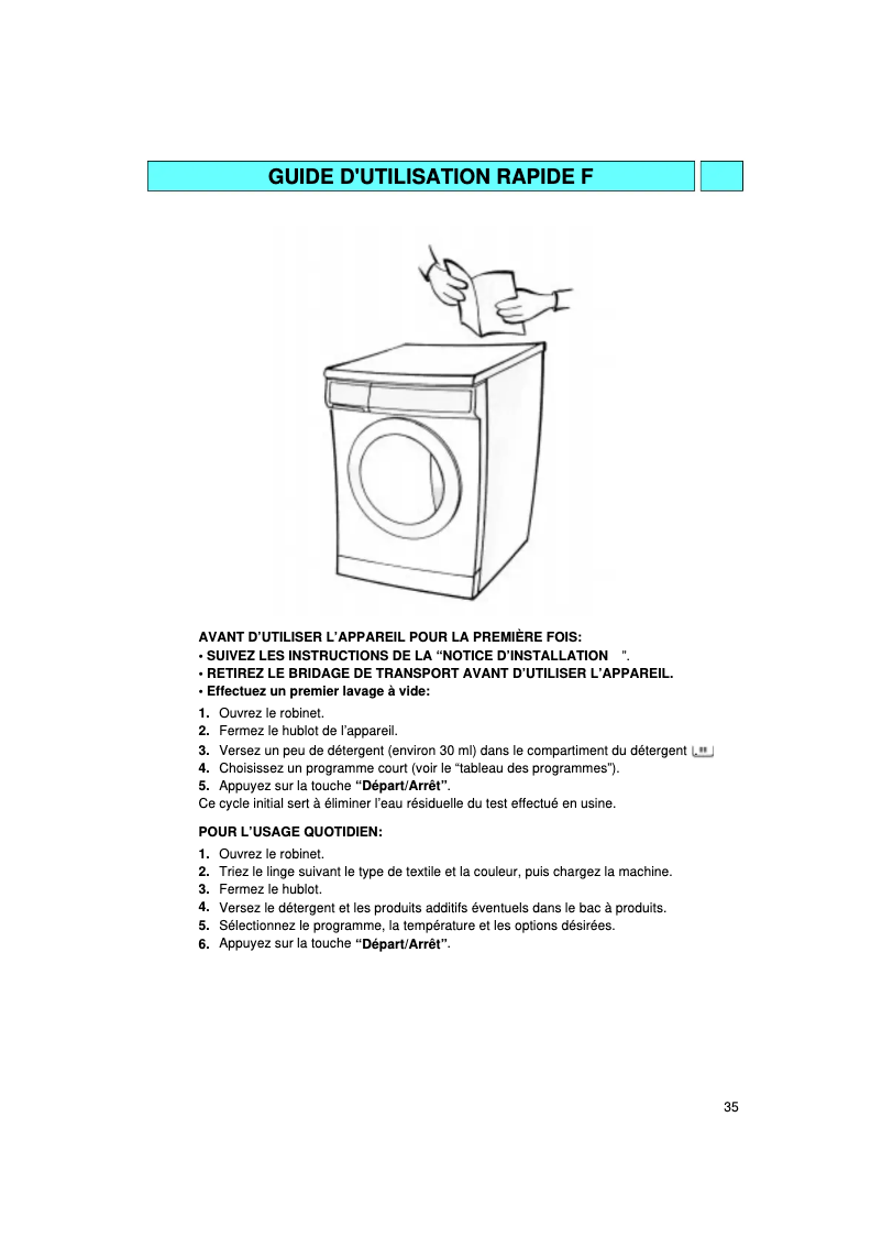 Page 1 de la notice Manuel utilisateur Bauknecht WA Star 1400