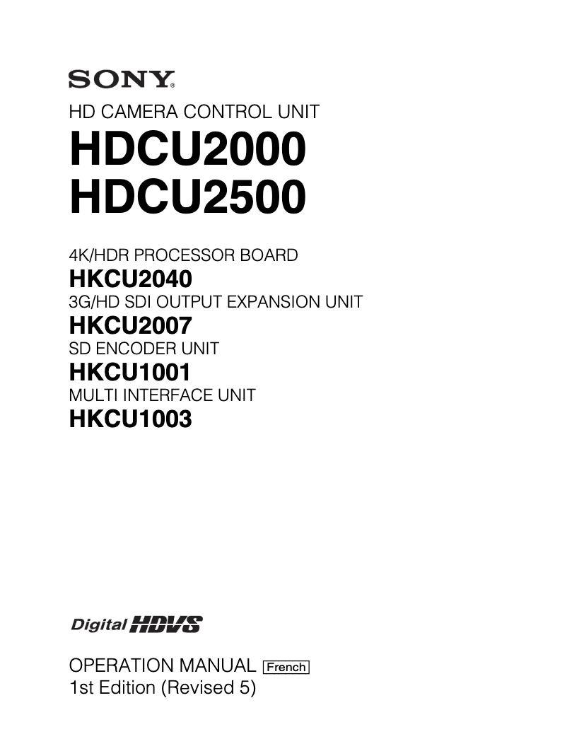Page n°1 - Manuel utilisateur Sony HDCU-2500