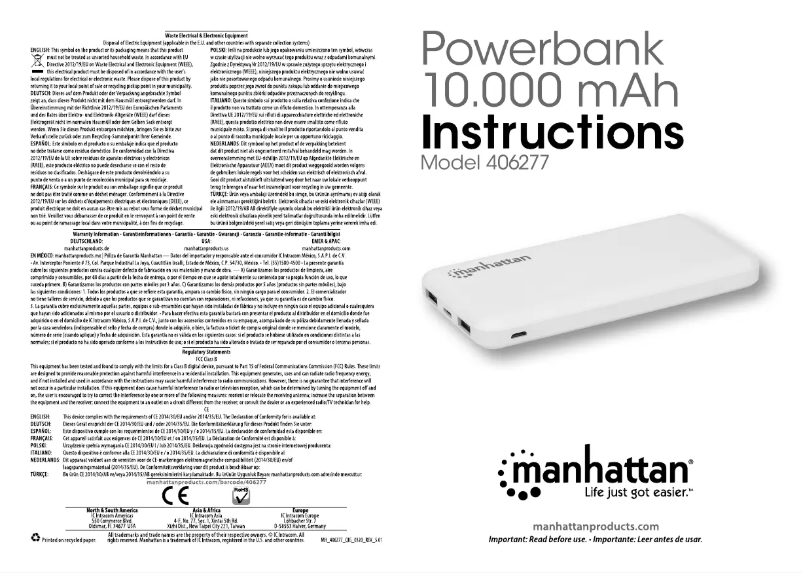 Page 1 de la notice Manuel utilisateur Manhattan 406277