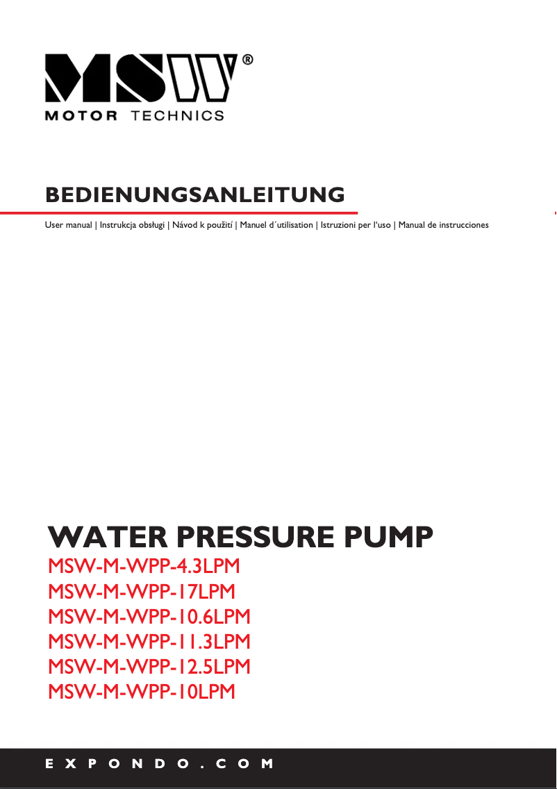 Image de la première page du manuel de l'appareil MSW-M-WPP-4.3LPM