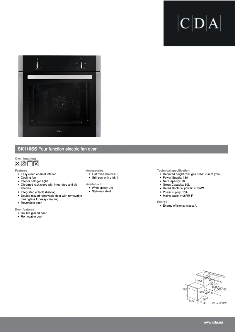 Page n°1 - Fiche technique CDA SK110SS
