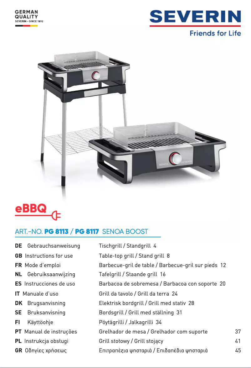 Page n°1 - Fiche technique Severin Senoa Boost PG 8113