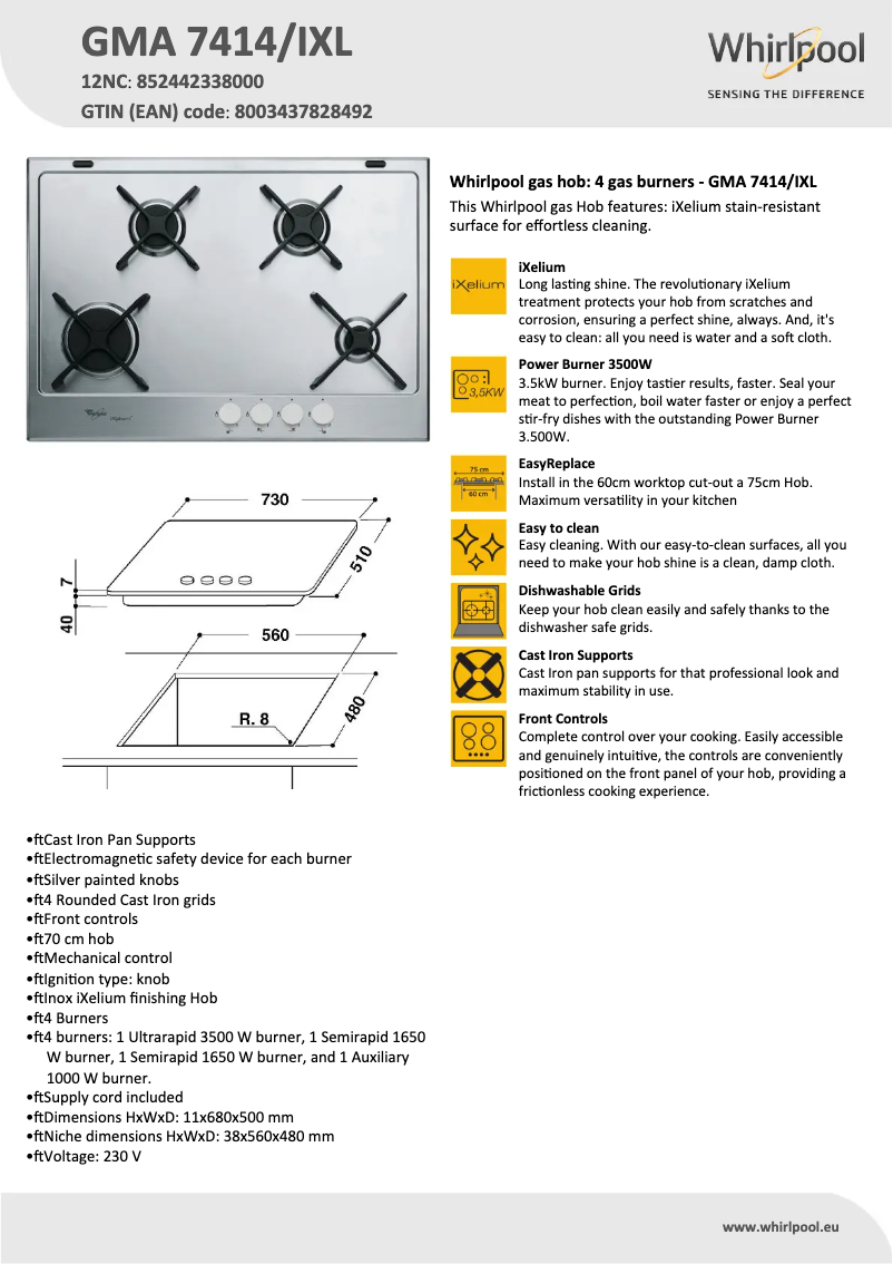 Image de la première page du manuel de l'appareil GMA 7414/IXL