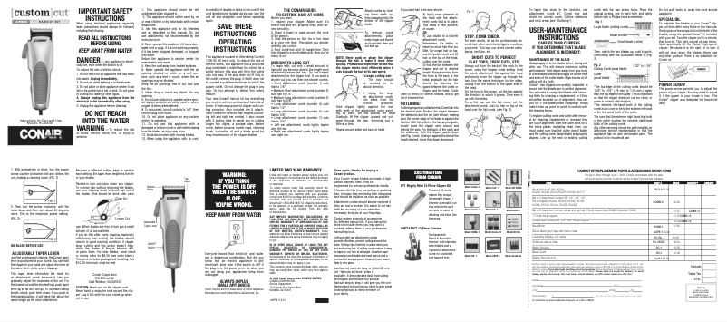 Page 1 de la notice Manuel utilisateur Conair HC244NGBV