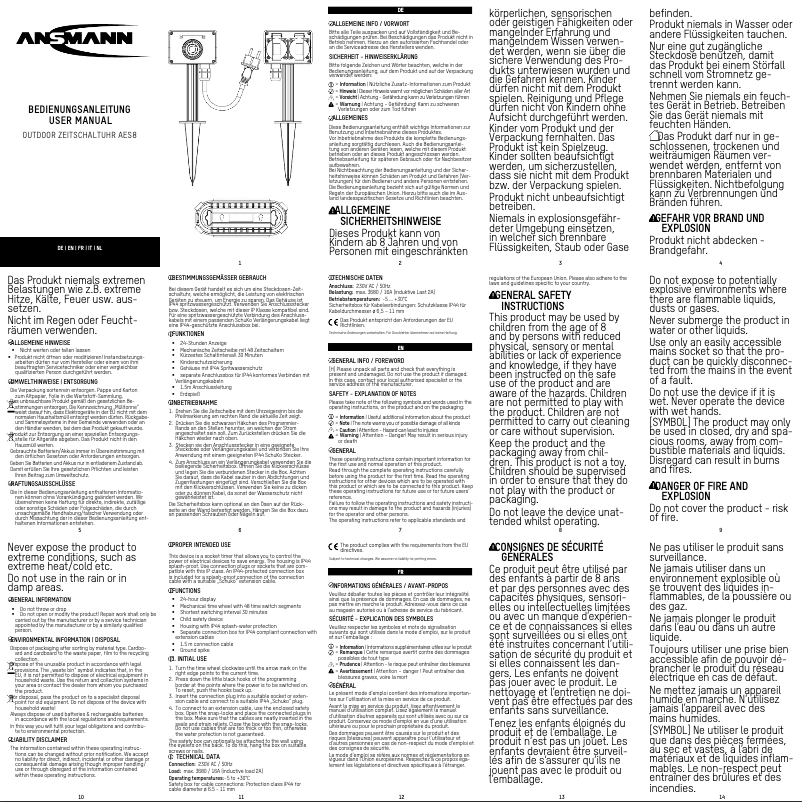 Image de la première page du manuel de l'appareil AES8