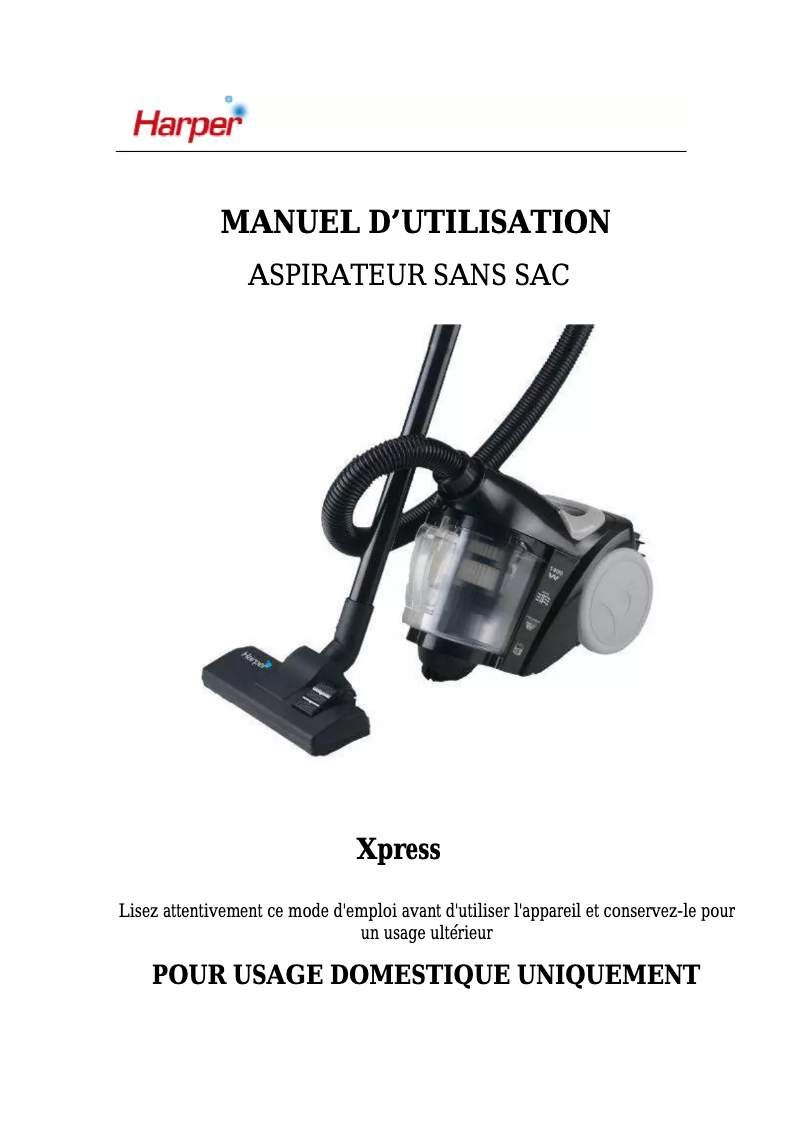 Page n°1 - Manuel utilisateur Harper XPRESS