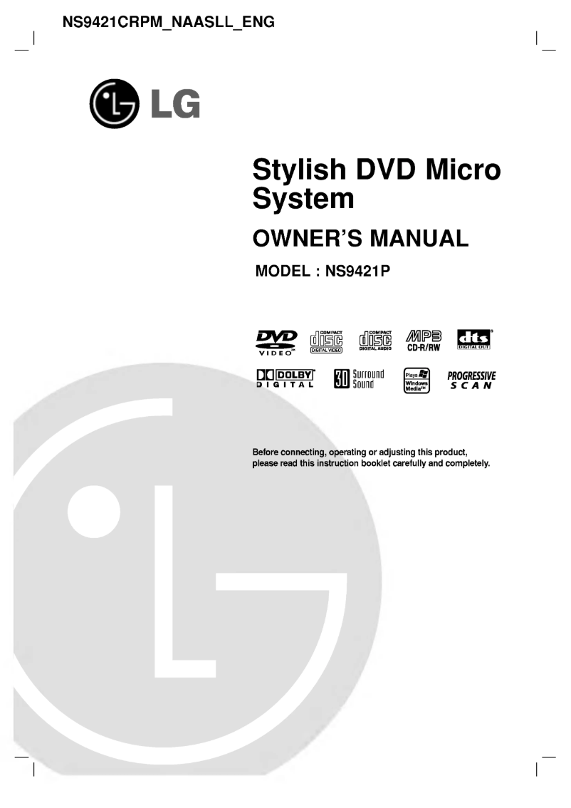 Page 1 de la notice Manuel utilisateur LG NS9421P