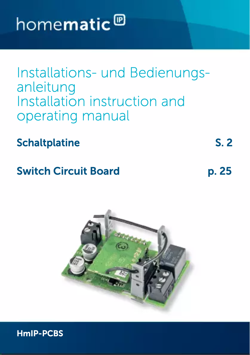 Page n°1 - Manuel utilisateur Homematic IP HmIP-PCBS