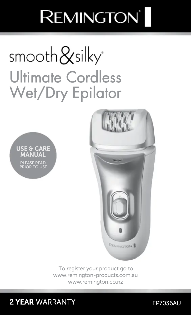 Page 1 de la notice Manuel utilisateur Remington Smooth & Silky EP7036