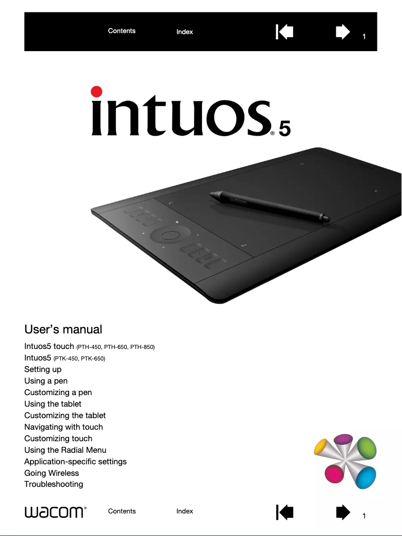 Page 1 of the manual User Manual Wacom Intuos5 M
