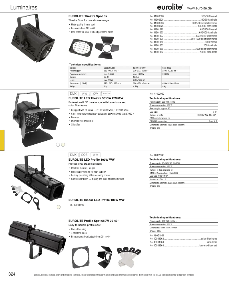 Page n°1 - Catalogue Eurolite LED Theatre 36x3W CW/WW