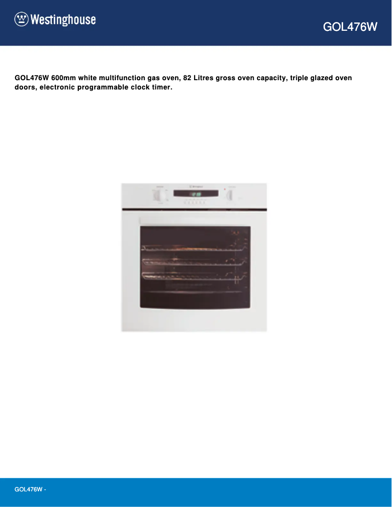 Page 1 de la notice Manuel utilisateur Westinghouse GOL476W