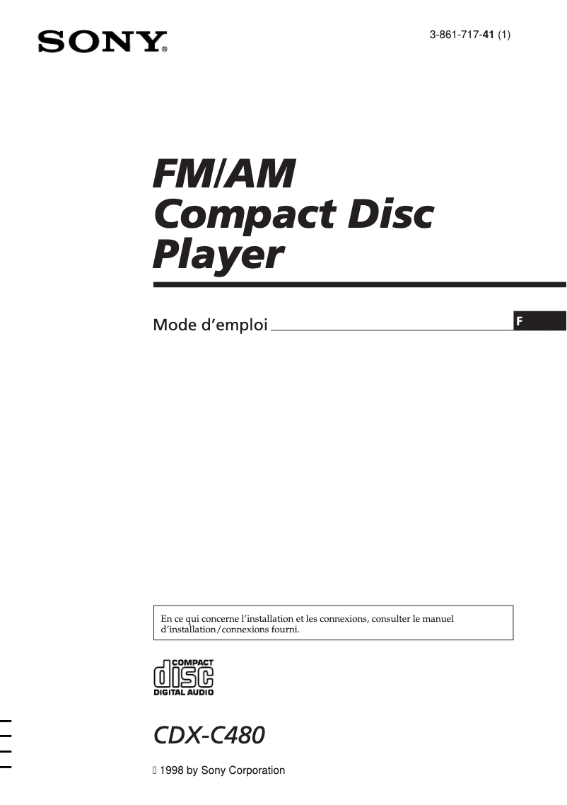 Page 1 de la notice Manuel utilisateur Sony CDX-C480