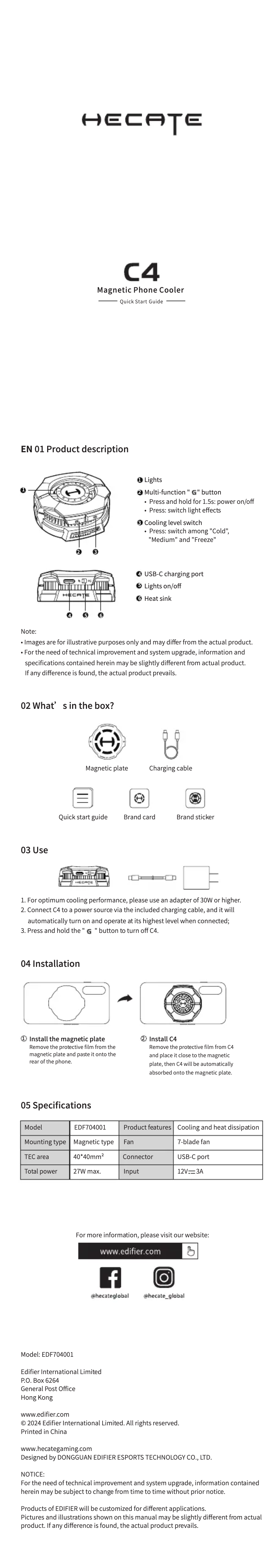 Image de la première page du manuel de l'appareil C4