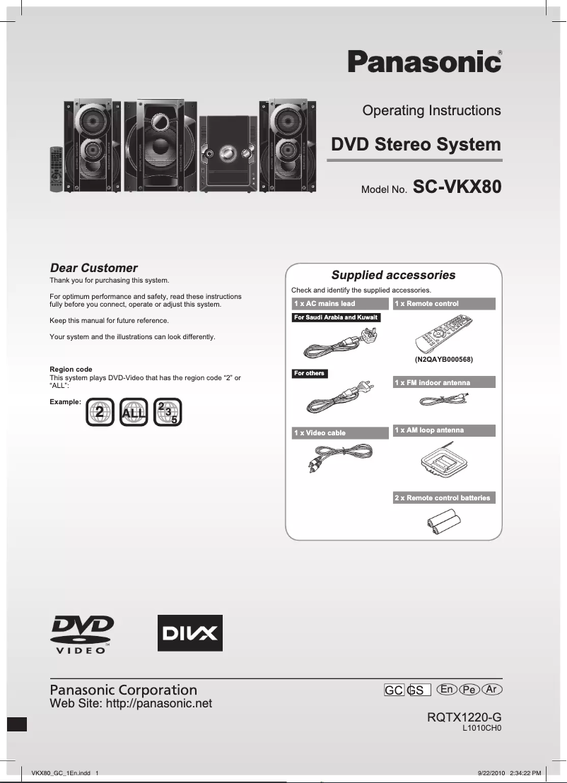 Página 1 del manual Manual de usuario Panasonic SC-VKX80
