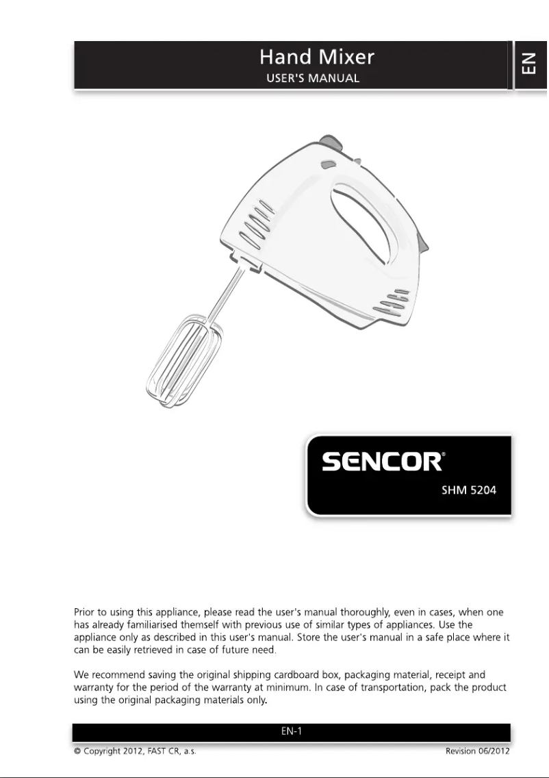 Page 1 de la notice Manuel utilisateur Sencor SHM 5204