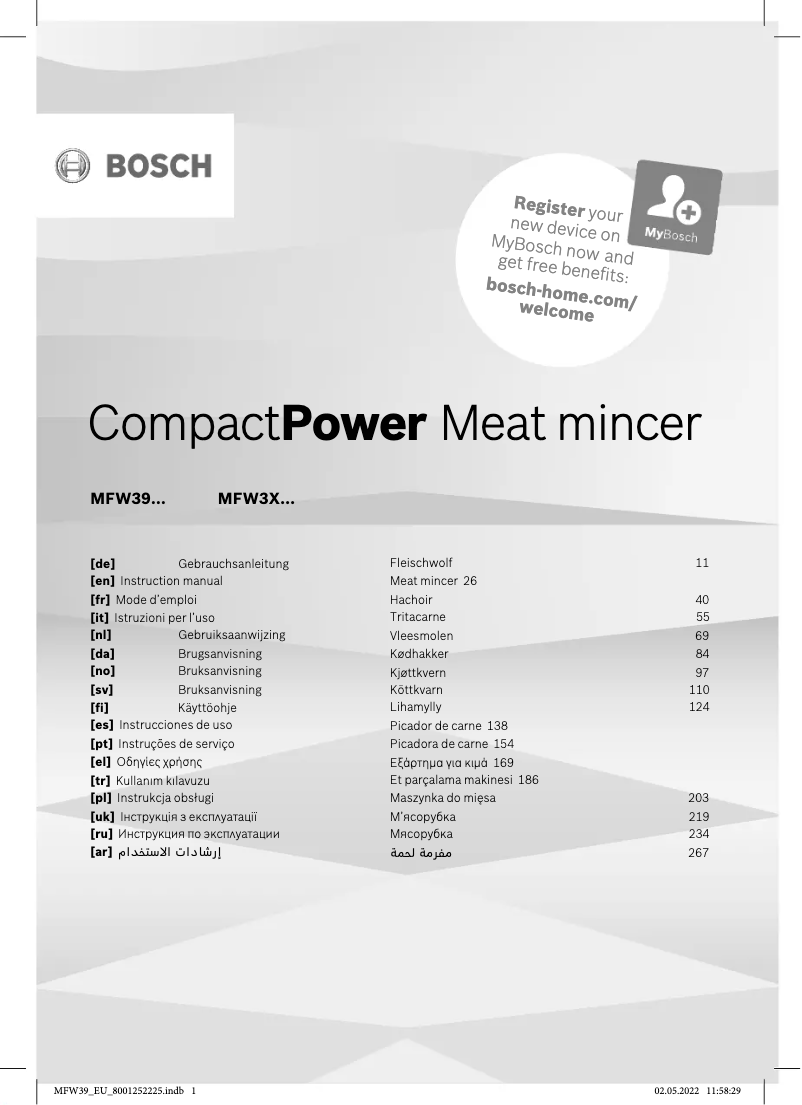 Página 1 del manual Manual de usuario Bosch CompactPower MFW3X10B