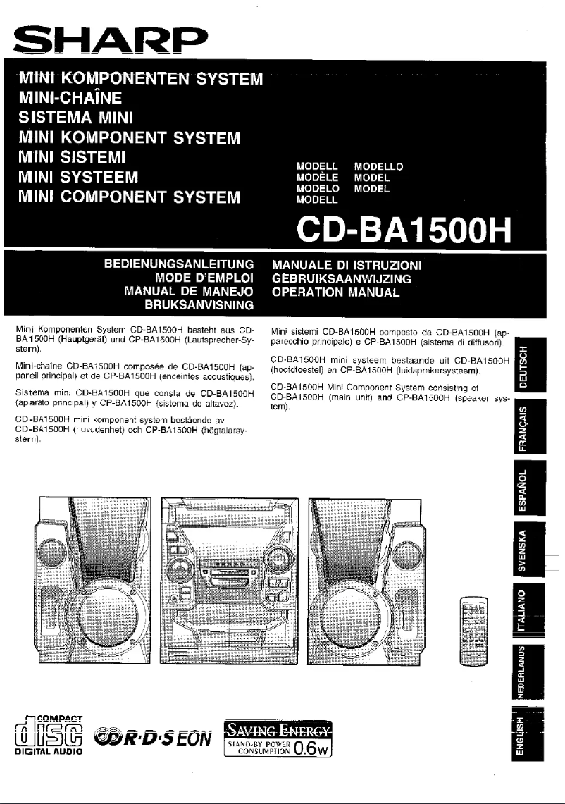 Page 1 de la notice Manuel utilisateur Sharp CD-BA1500H