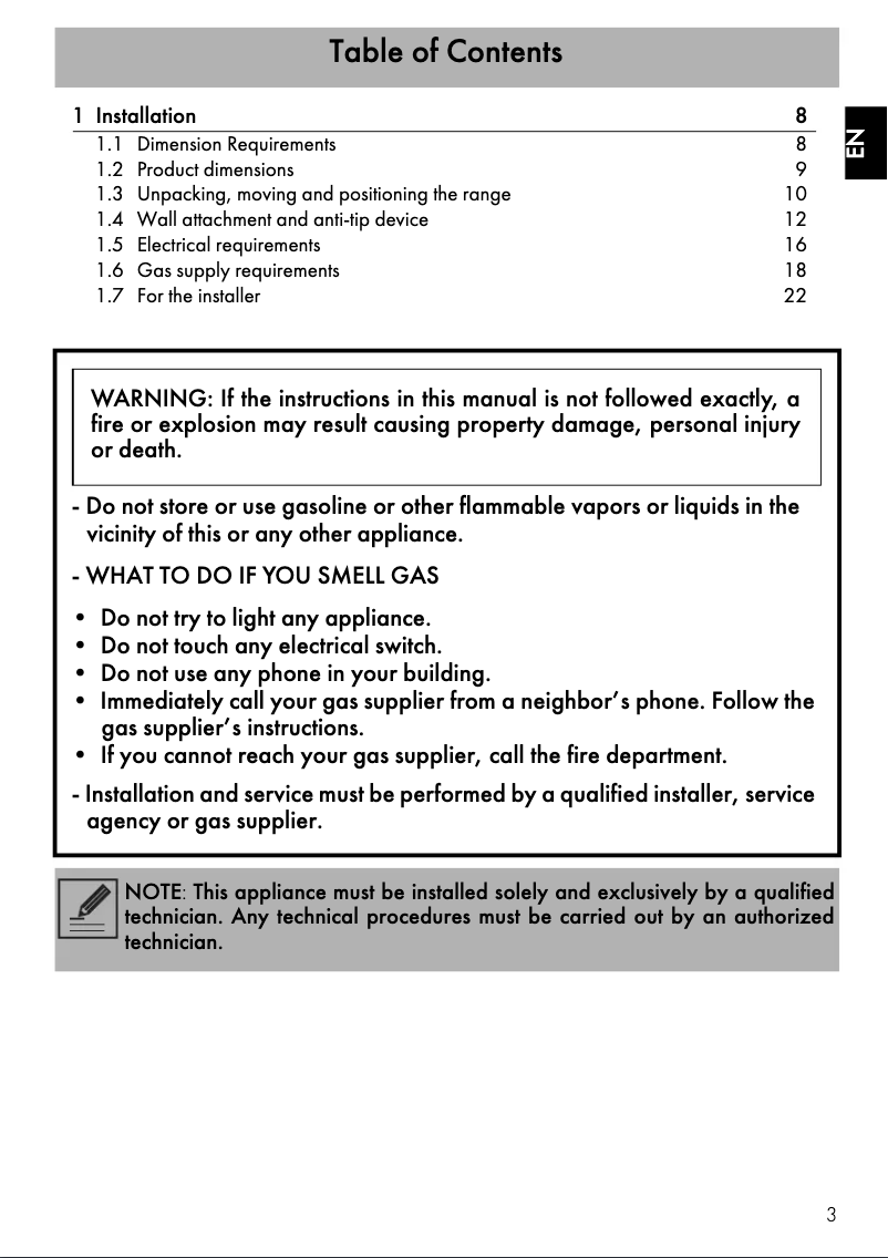 Page n°1 - Guide d'installation Smeg TRU36GGWH9