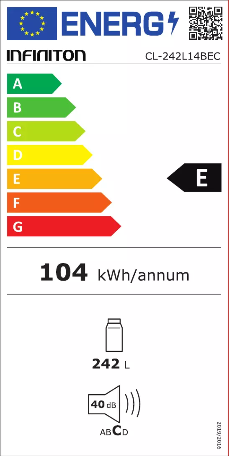 Página 1 del manual Etiqueta energética Infiniton CL-242L14BEC
