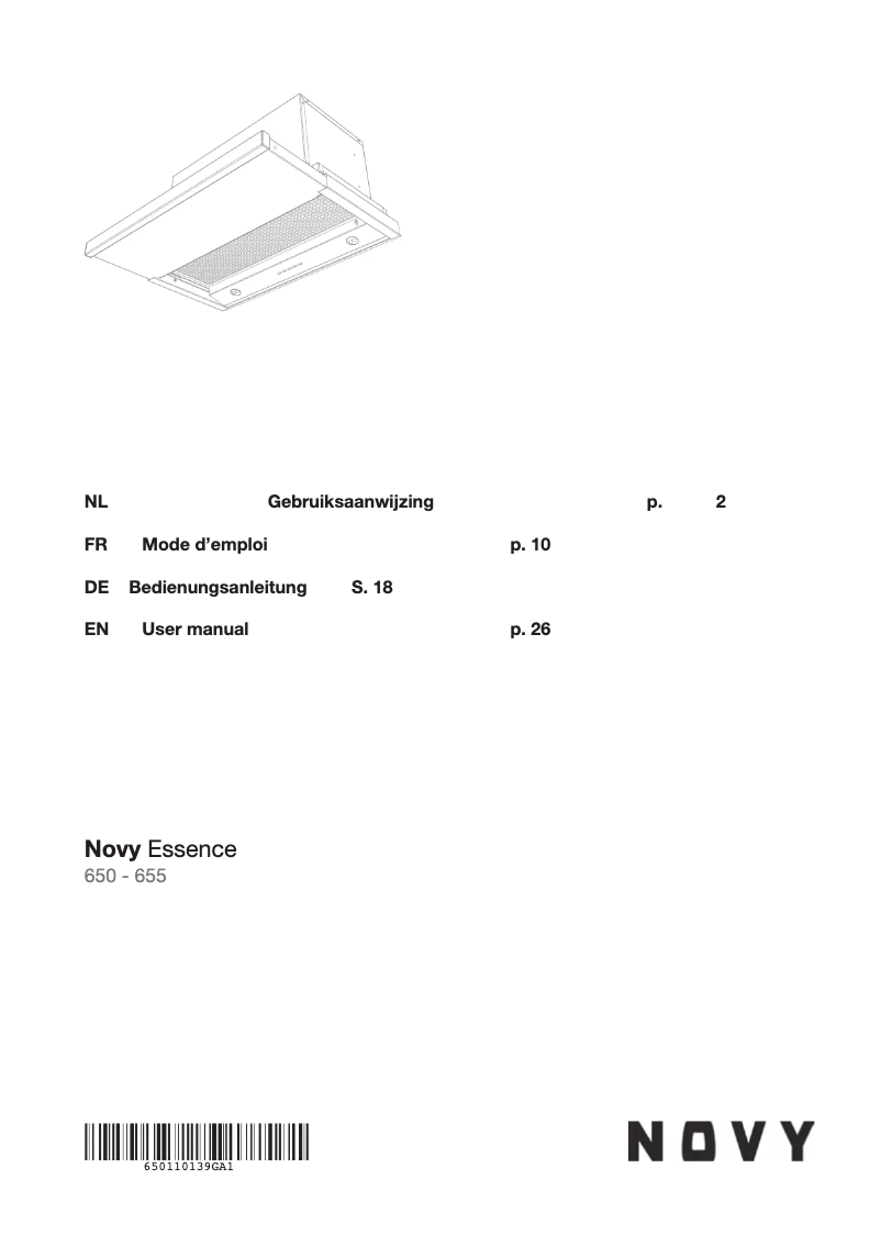 Page n°1 - Manuel utilisateur Novy Essence 650
