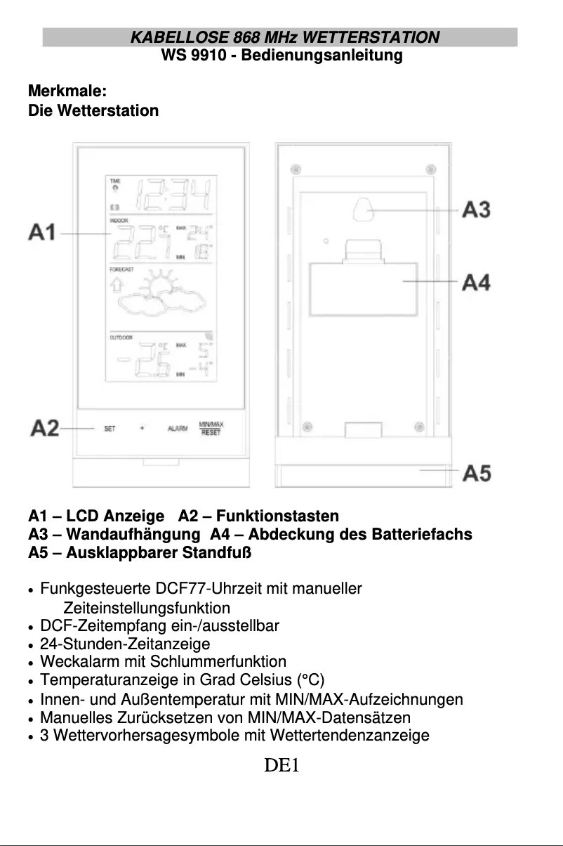 Image de la première page du manuel de l'appareil WS 9910
