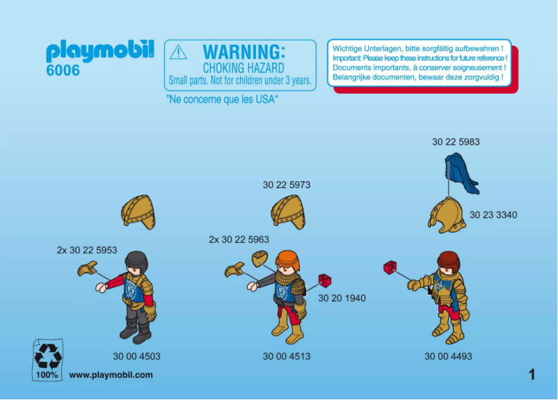 Page 1 de la notice Manuel utilisateur Playmobil Knights Royal Lion Knights
