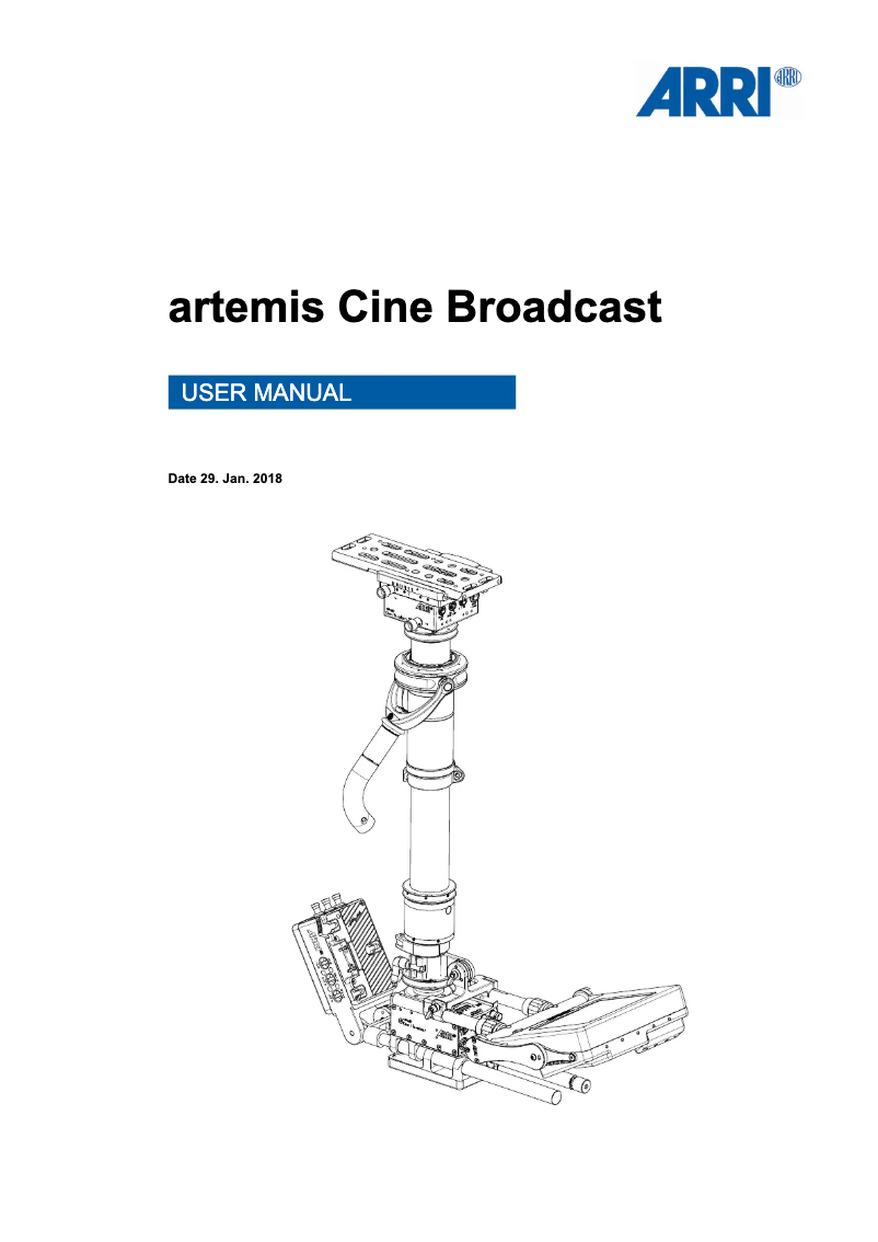 Image de la première page du manuel de l'appareil Artemis Cine Broadcast