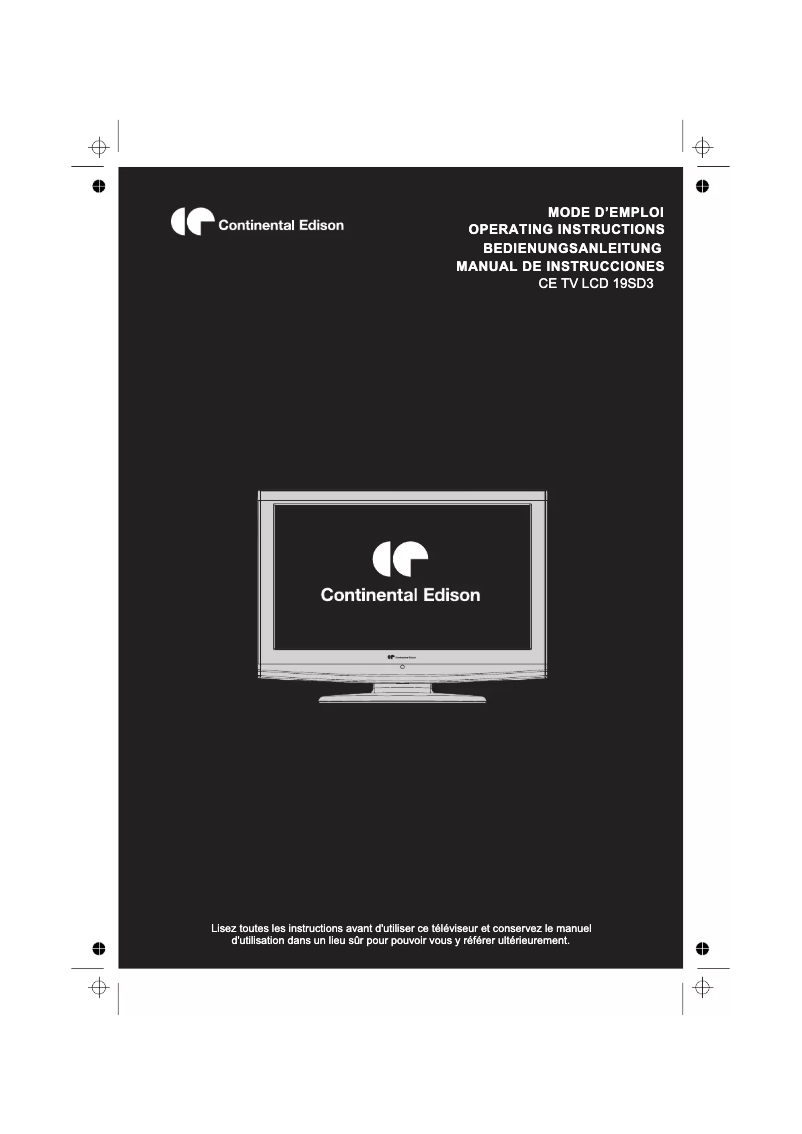 Page n°1 - Manuel utilisateur Continental Edison CETVLCD19SD3