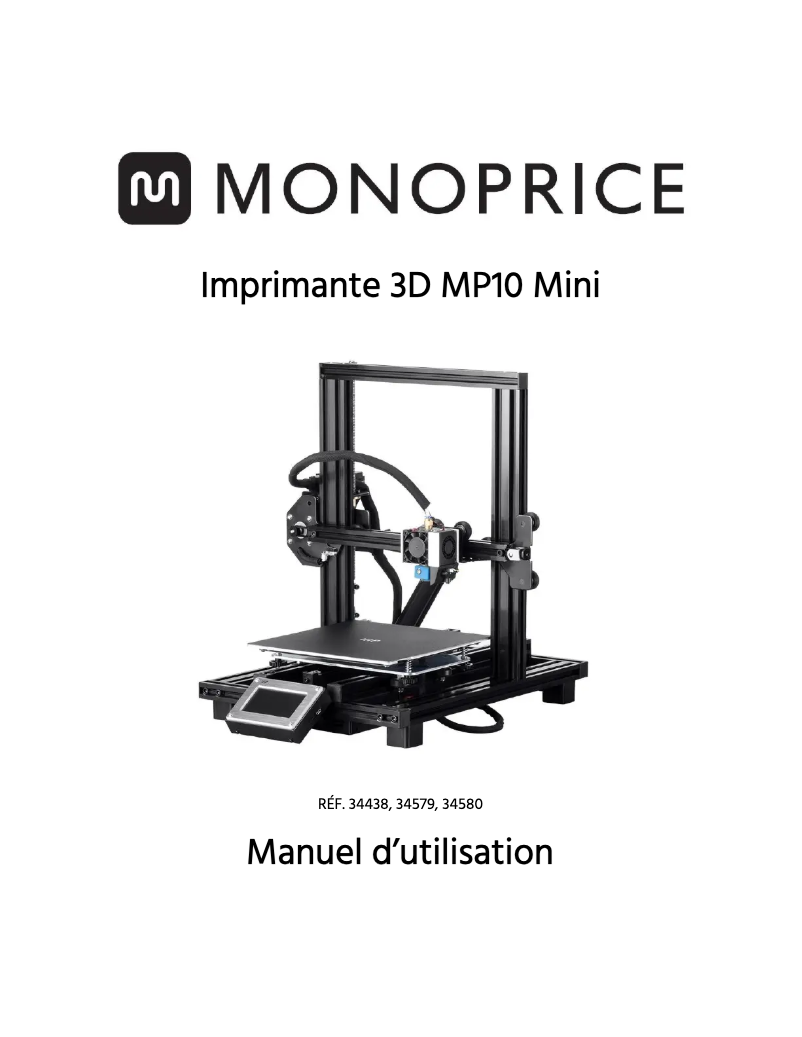 Page 1 de la notice Manuel utilisateur Monoprice MP10