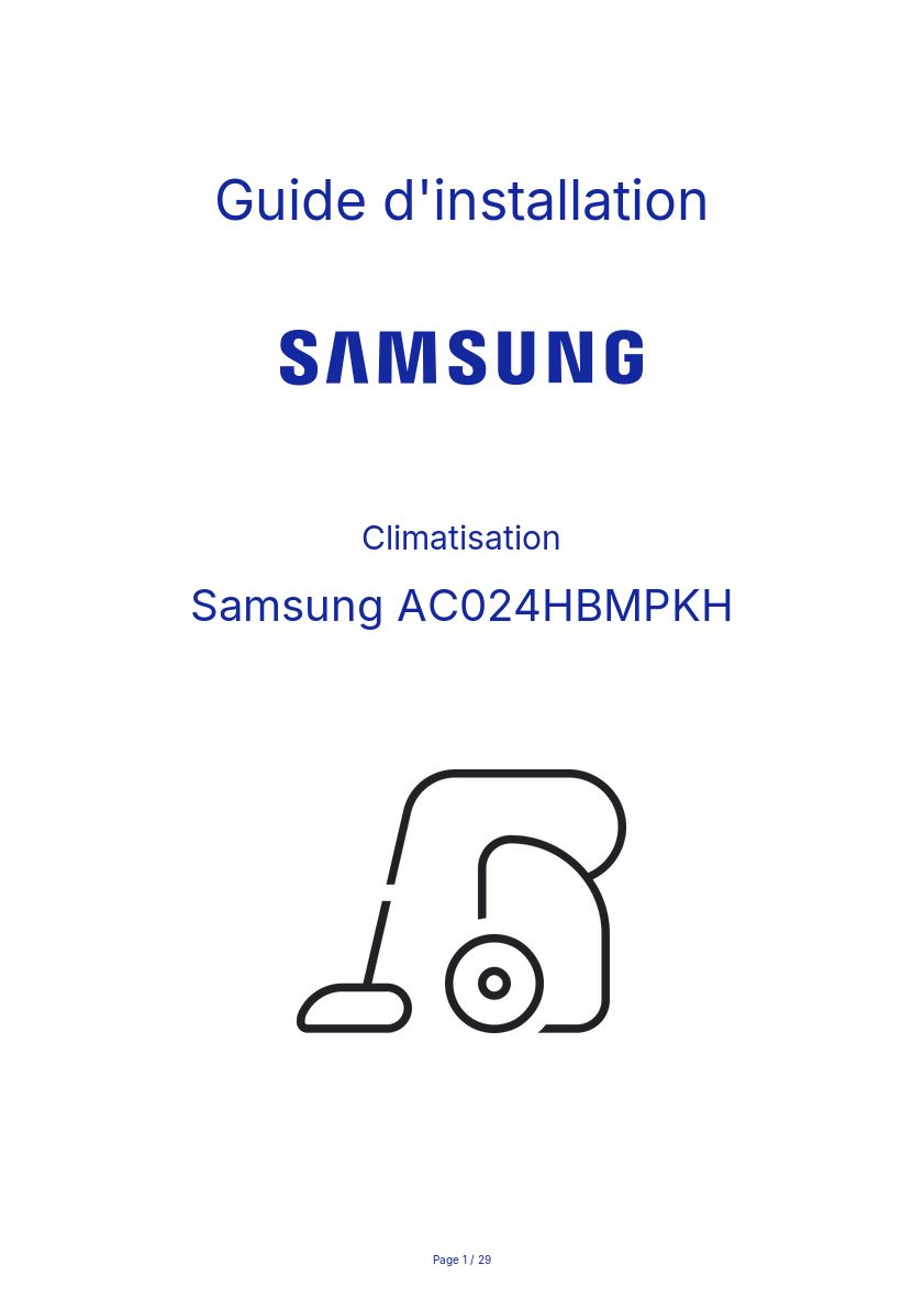 Page n°1 - Guide d'installation Samsung AC024HBMPKH