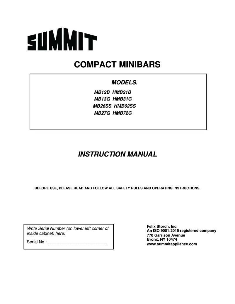 Página 1 del manual Manual de usuario Summit MB26SS